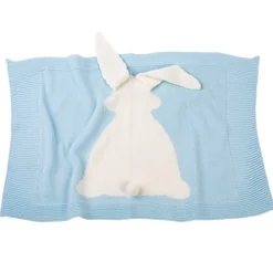 Compléments pour poupées Llorens 42 cm - Couverture petit lapin bleu clair