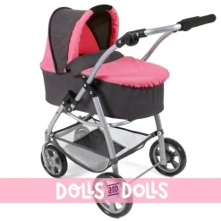 Emotion 2 en 1 landau de poupée 77 cm - Combinaison chaise et nacelle - Bayer Chic 2000 - Corail-Gris