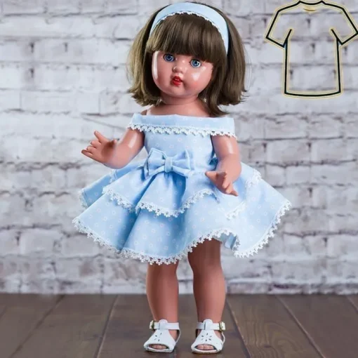 Ensemble pour poupée Mariquita Pérez 50 cm - Robe bleue à volants