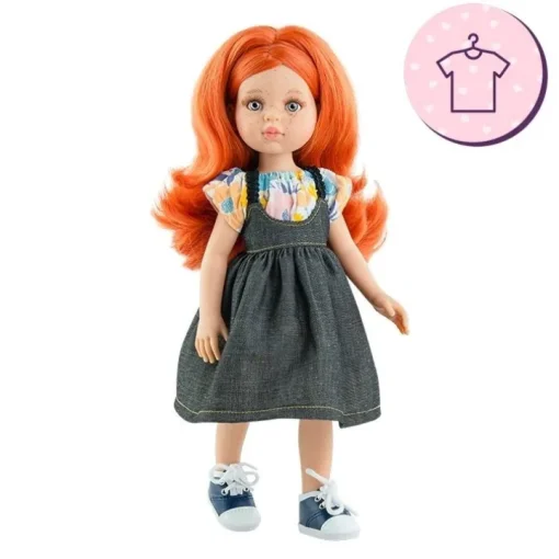 Ensemble pour poupée Paola Reina 32 cm - Las Amigas - Maribel - Pantalon en denim et T-shirt à fleurs