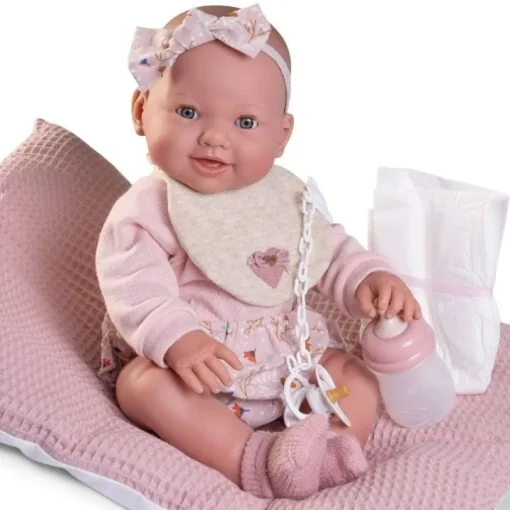 Poupée Antonio Juan 42 cm - Nouveau-né Mia fait pipi avec coussin