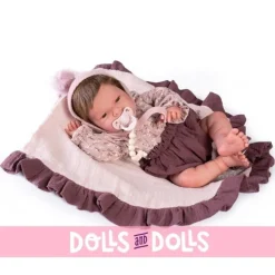 Poupée Antonio Juan 40 cm - Sweet Reborn Lea avec couverture violette