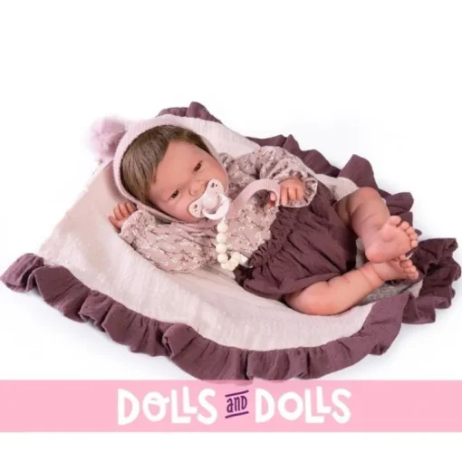 Poupée Antonio Juan 40 cm - Sweet Reborn Lea avec couverture violette