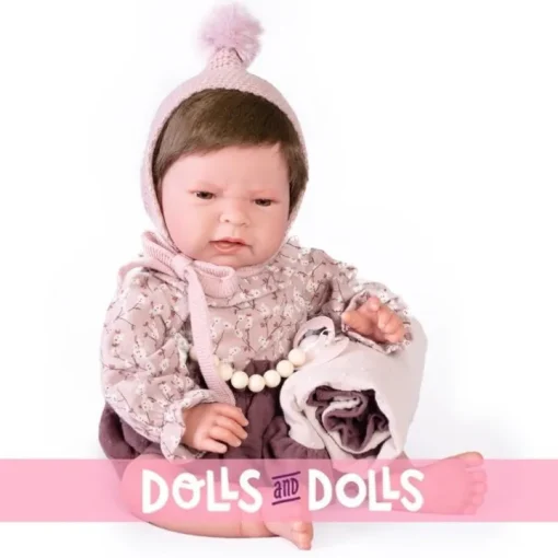 Poupée Antonio Juan 40 cm - Sweet Reborn Lea avec couverture violette