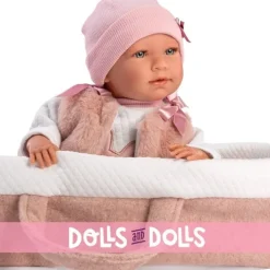 Poupée Llorens 40 cm - Crying Mimi nouveau-né avec nacelle rose