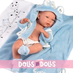 Poupée Llorens 40 cm - Nouveau-né Nico avec table à langer pour la salle de bain
