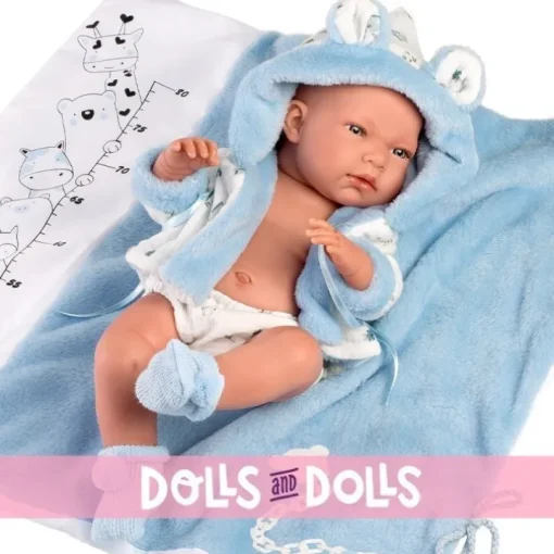 Poupée Llorens 40 cm - Nouveau-né Nico avec table à langer pour la salle de bain