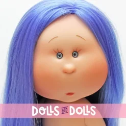 Poupée Nines d'Onil 30 cm - Mia avec des cheveux bleus et raides - Sans vêtements
