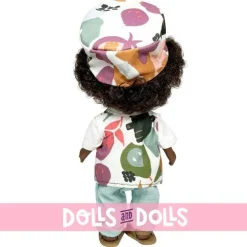 Poupée Nines d'Onil 30 cm - Mio avec cheveux bruns avec des motifs naturels