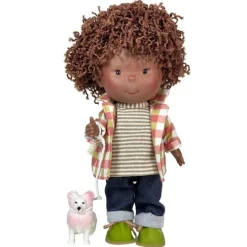 Poupée Nines d'Onil 30 cm - Pippo avec une tenue décontractée et une mascotte