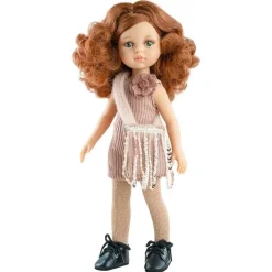 Poupée Paola Reina 32 cm - Las Amigas - Cristi avec robe en velours côtelé et sac à paillettes