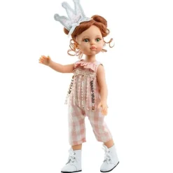 Poupée Paola Reina 32 cm - Las Amigas - Cristi avec combinaison à carreaux et couronne