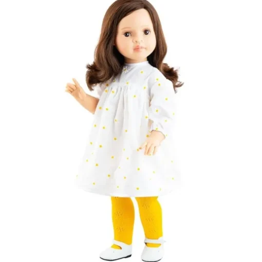 Poupée Paola Reina 60 cm - Las Reinas - Lidia dans une robe blanche avec des marguerites