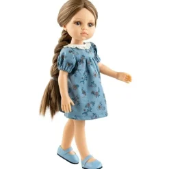 Poupée Paola Reina 32 cm - Las Amigas - Laura en robe bleue avec des fleurs orange