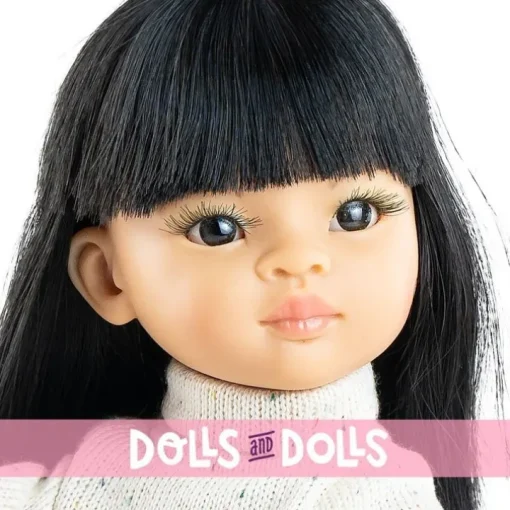 Poupée Paola Reina 32 cm - Las Amigas - Liu en pull blanc et jupe fleurie bleue