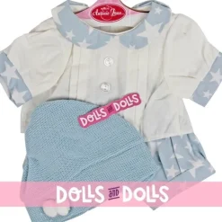 Tenue de poupée Antonio Juan 40-42 cm - Tenue imprimée étoile bleue et blanche avec chapeau