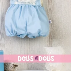 Tenue de poupée Así 36 cm - Barboteuse bleu clair avec capuche brodée beige pour Koke