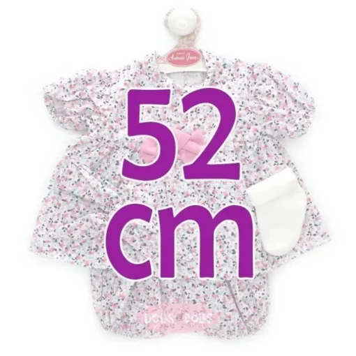 Tenue pour poupée Antonio Juan 52 cm - Collection Mi Primer Reborn - Robe bleu clair avec fleurs roses