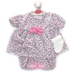 Tenue pour poupée Antonio Juan 52 cm - Collection Mi Primer Reborn - Robe bleu clair avec fleurs roses