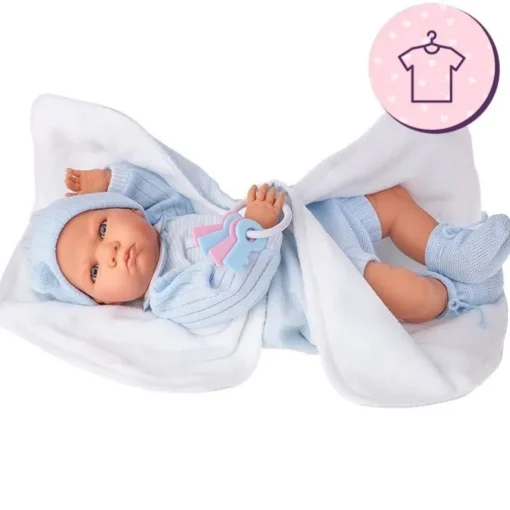 Tenue pour poupée Antonio Juan 52 cm - Collection Mi Primer Reborn - Ensemble bleu avec bonnet et châle