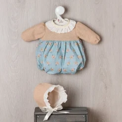 Tenue pour poupée Así 46 cm - Bombacho avec fond bleu et fleurs orange pour poupée Leo