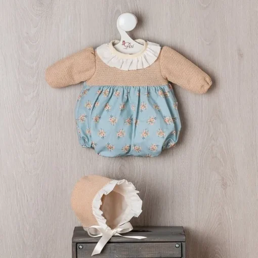 Tenue pour poupée Así 46 cm - Bombacho avec fond bleu et fleurs orange pour poupée Leo