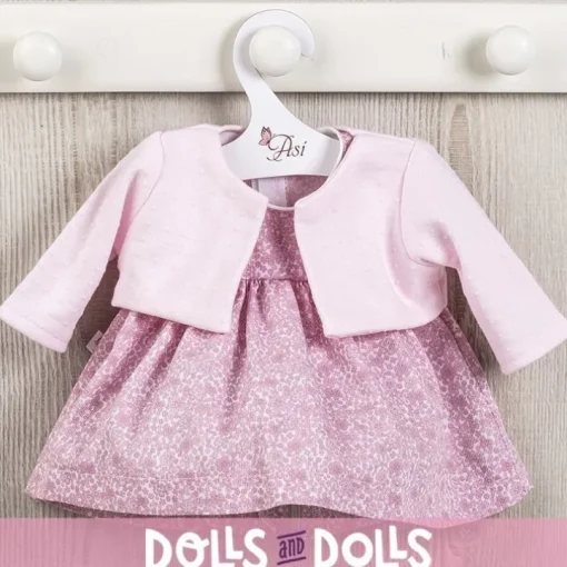 Tenue pour poupée Así 43 cm - Robe rose avec veste plumeti pour María