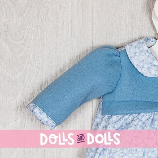 Tenue pour poupée Así 46 cm - Barboteuse fleurie bleu clair avec plastron bleu pour poupée Léo