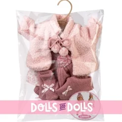 Vêtements pour poupées Llorens 35 cm - Robe à fleurs avec veste rose, chapeau et écharpe fuchsia