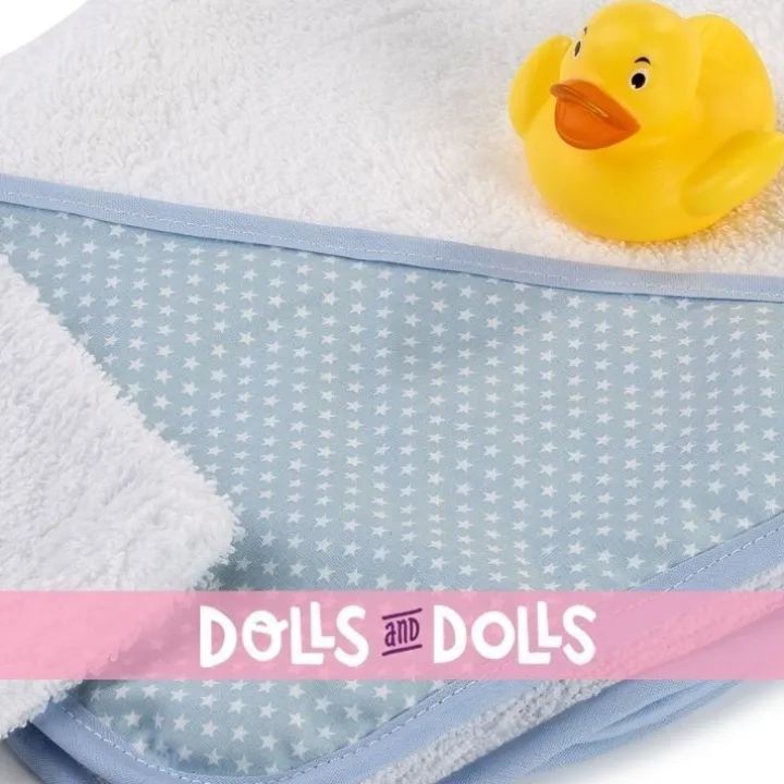 Accessoires pour poupée Así 36 à 43 cm - Cape de bain bleue avec étoiles blanches et canard en caoutchouc