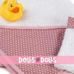 Accessoires pour poupée Así 36 à 43 cm - Cape de bain rose avec étoiles blanches et canard en caoutchouc