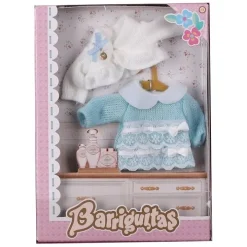 Accessoires pour poupée Barriguitas Classic 15 cm - Vêtements sur cintre - Robe turquoise avec veste blanche
