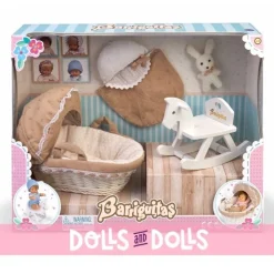 Accessoires pour poupée Barriguitas Classic 15 cm - Ensemble nacelle, cheval à bascule et lapin en peluche