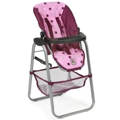 Chaise haute pour poupées jusqu'à 55 cm - Bayer Chic 2000 - Etoiles rose framboise