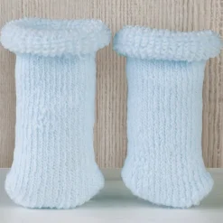 Compléments pour poupée Así 36 à 46 - Bottines en laine bouclée bleu clair