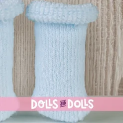 Compléments pour poupée Así 36 à 46 - Bottines en laine bouclée bleu clair