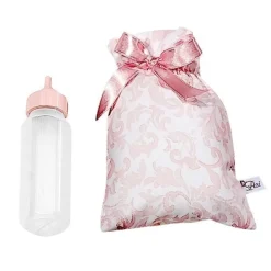 Compléments pour poupée Así - Sac à bouteille Paisley rose avec bouteille