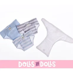 Compléments pour poupée Berenguer Boutique 36 cm - Pack de 4 Couches - Bleu