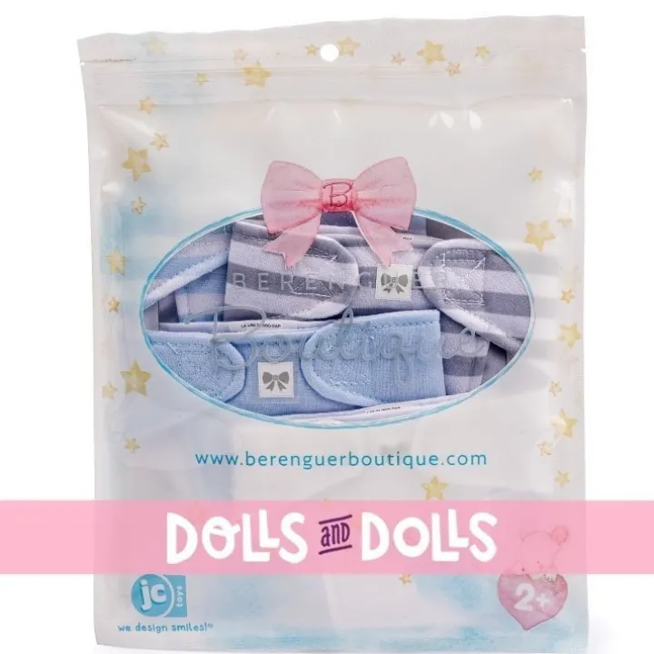 Compléments pour poupée Berenguer Boutique 36 cm - Pack de 4 Couches - Bleu