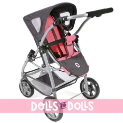 Emotion 2 en 1 landau de poupée 77 cm - Combinaison chaise et nacelle - Bayer Chic 2000 - Corail-Gris