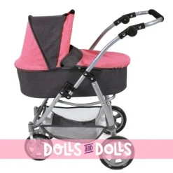 Emotion 2 en 1 landau de poupée 77 cm - Combinaison chaise et nacelle - Bayer Chic 2000 - Corail-Gris