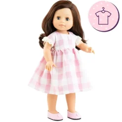 Ensemble de poupée Paola Reina 45 cm - Soy Tú - Emily - Robe à carreaux rose