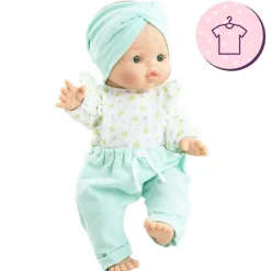 Ensemble pour poupée Paola Reina 34 cm - Gordis - Lola - T-shirt à motifs façonnés, pantalon turquoise et bandeau turquoise