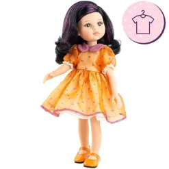 Ensemble pour poupée Paola Reina 32 cm - Las Amigas - Carina - Robe orange avec des cœurs
