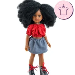 Ensemble pour poupée Paola Reina 32 cm - Las Amigas - Camila - Ensemble rouge-gris