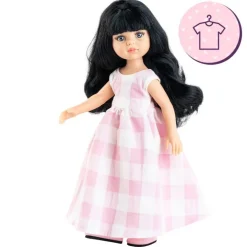 Ensemble pour poupée Paola Reina 32 cm - Las Amigas - Carina - Robe à carreaux rose