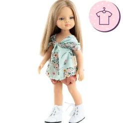 Ensemble pour poupée Paola Reina 32 cm - Las Amigas - Roxana - Robe bleue à fleurs