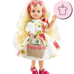 Ensemble pour poupée Paola Reina 32 cm - Las Amigas Articulée - Concha - Robe à fleurs et panier