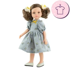 Ensemble pour poupée Paola Reina 32 cm - Las Amigas - Fabi - Robe grise à fleurs jaunes