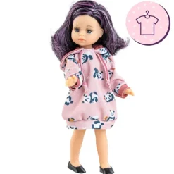 Ensemble pour poupée Paola Reina 21 cm - Las Miniamigas - Maria José - Robe rose avec pandas